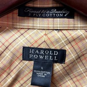 Harold Powell Long Sleeve Brown Button-Down Shirt for casual or office wear - L